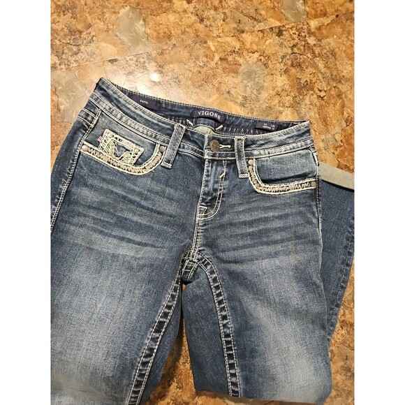Vigoss Capri Jeans Women's 2 L25 Heritage Fit Blue Denim Embroidered (A193) - Picture 10 of 10